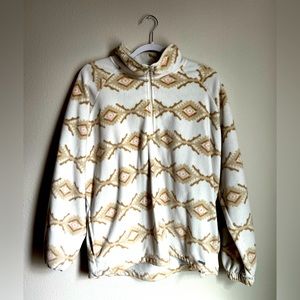 Hollister Tribal Print Fleece Half Zip Pullover, Size Large